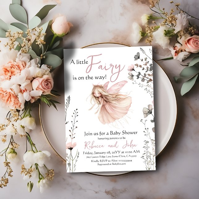 Enchanted Garden Floral Fairy Girl Baby Shower Invitation (Creator Uploaded)