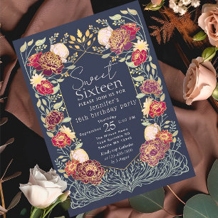 Enchanted Garden Floral Sweet 16 Birthday Invitation