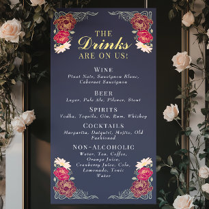 Enchanted Garden Floral Wedding Drinks Bar Menu Banner