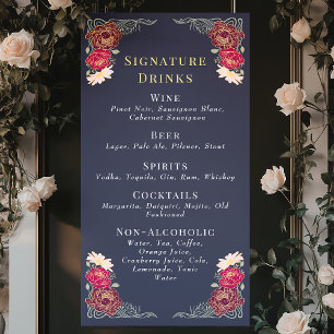 Enchanted Garden Floral Wedding Drinks Bar Menu Banner