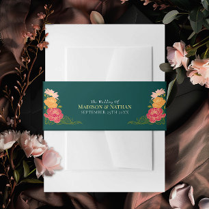 Enchanted Garden Floral Wedding Invitation Belly Band