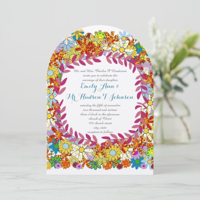 Enchanted Garden Folksy Fairytale Wedding Invitation (Standing Front)