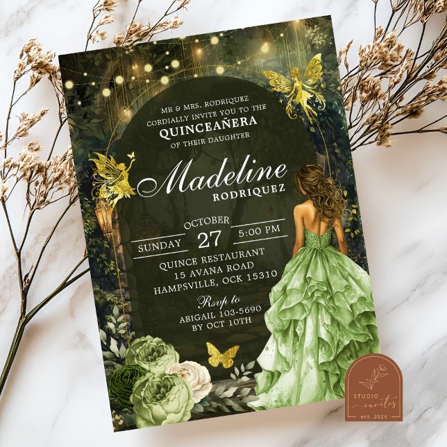 Enchanted Garden Forest Butterfly Quinceanera Invitation (Creator Uploaded)