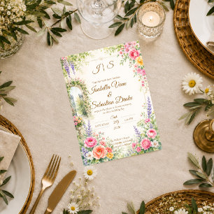 Enchanted Garden Gate Romance Wedding Invitation