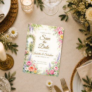 Enchanted Garden Gate Romance Wedding Save The Date