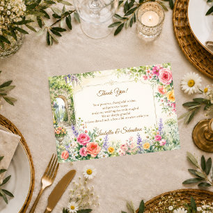 Enchanted Garden Gate Romance Wedding Thank You Card