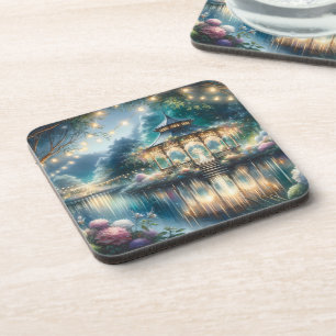 Enchanted Garden Gazebo Twilight Reflection Coaster
