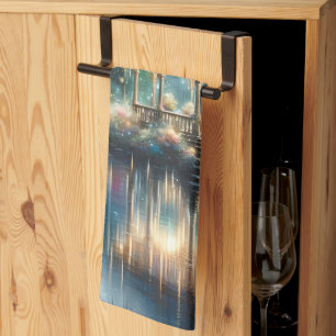 Enchanted Garden Gazebo Twilight Reflection Tea Towel