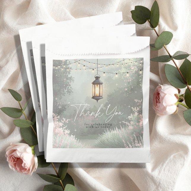 Enchanted Garden Lantern Thank You Pink ID1163 Favour Bag (Creator Uploaded)