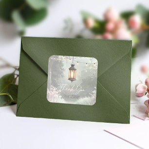 Enchanted Garden Lantern Thank You Pink ID1163 Square Sticker