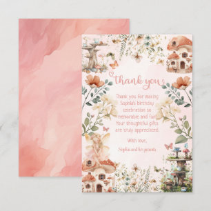 Enchanted Garden Mushroom Girl's First Birthday Thank You Card