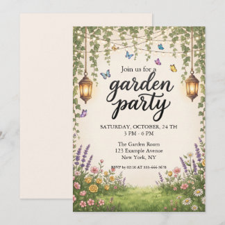 Enchanted Garden Party Ivy String Lights Invitation