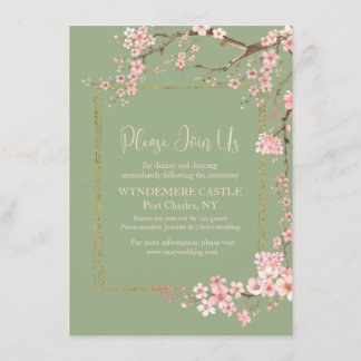 Enchanted Garden Sage Green & Pink Cherry Blossom Enclosure Card