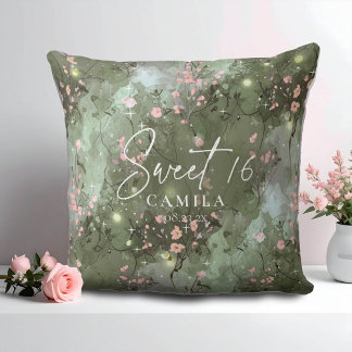 Enchanted Garden Sweet 16 Pattern Pink ID1163 Cushion