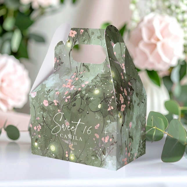 Enchanted Garden Sweet 16 Pattern Pink ID1163 Favour Box (Creator Uploaded)