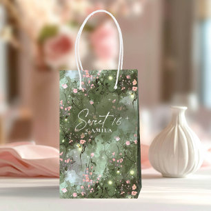Enchanted Garden Sweet 16 Pattern Pink ID1163 Small Gift Bag