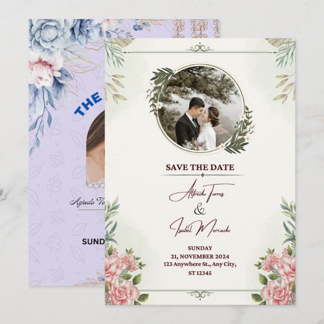 Enchanted Garden Wedding Invitation (Front/Back)