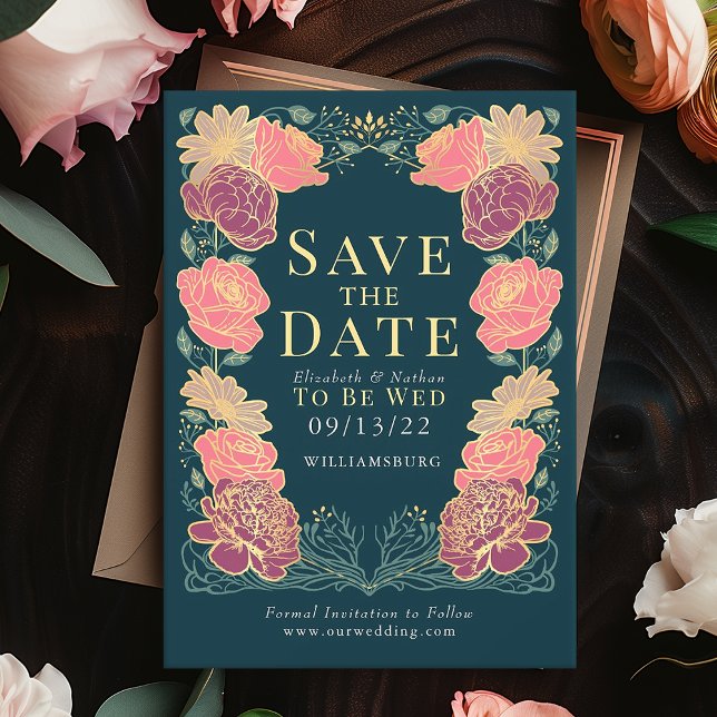 Enchanted Garden Wedding Save the Date Green Invitation (Creator Uploaded)