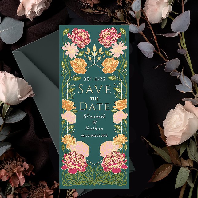 Enchanted Garden Wedding Save the Date Green Invitation (Creator Uploaded)