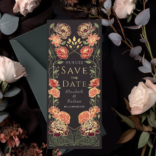 Enchanted Garden Wedding Save the Date Red  Invitation