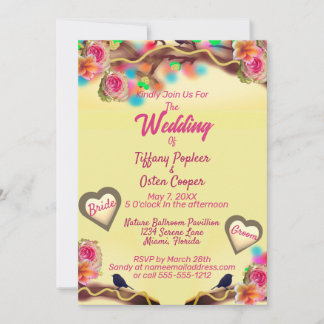 Enchanted Garden Wildflower Butterfly Wedding Invitation