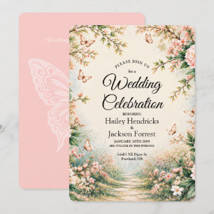 Enchanted Garden Wildflower Butterfly Wedding Invitation
