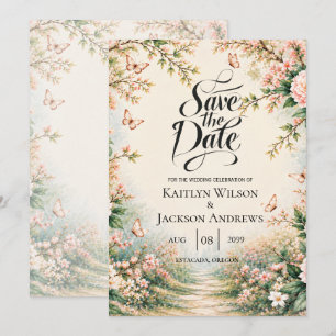 Enchanted Garden Wildflower Butterfly Wedding Save The Date