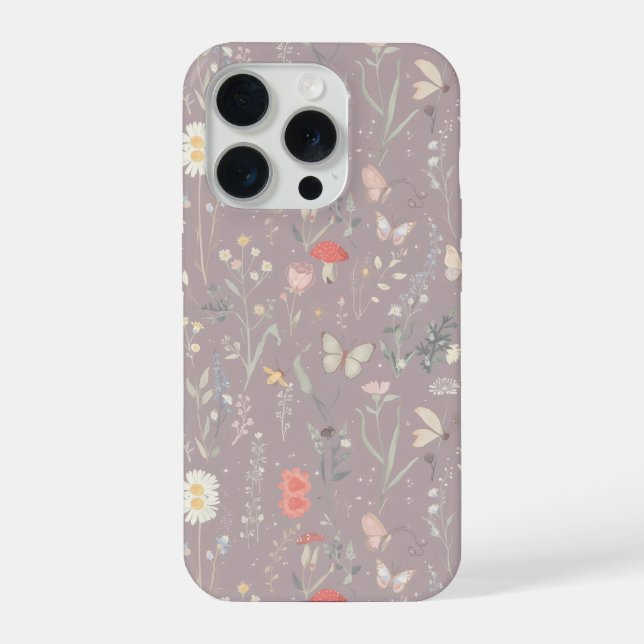 Enchanted Garden Wildflower Butterfly Whimsical iPhone Case (Back)