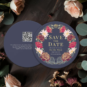 Enchanted Garden Wreath Wedding QR Save the Date  Invitation
