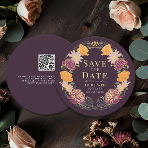 Enchanted Garden Wreath Wedding QR Save the Date  Invitation