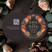 Enchanted Garden Wreath Wedding QR Save the Date 