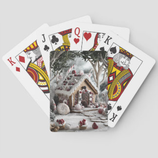 Enchanted Gingerbread Cottage Winter Playing Cards
