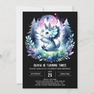 Enchanted Girly Triceratops Birthday Invitation