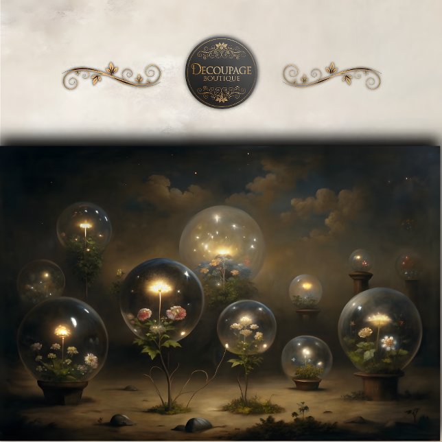 Enchanted Glass Orb Flowers Decoupage Tissue Paper (Enchanted Glass Orb Flowers Decoupage Tissue Paper)