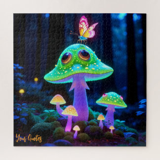 Enchanted Glowing Mushroom & Butterfly Fantasy  Jigsaw Puzzle