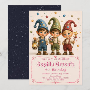 Enchanted Gnome Garden Birthday Party Invite