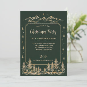 Enchanted Gold Christmas Tree Woodland Invitation