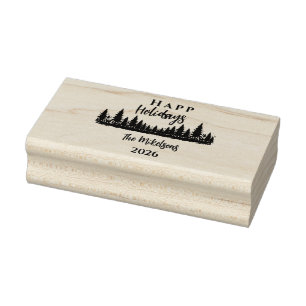 Enchanted Gold Christmas Tree Woodland Rubber Stamp