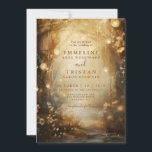 Enchanted Golden Forest Glowing Lanterns Wedding Invitation<br><div class="desc">Ethereal forest mist and trees with hanging glowing lanterns featured in this wedding invitation. Order in print, as a digital download or both. Create an ethereal themed invite for your special day. You can contact me if you want other items with this design like RSVP, thank you, save the date,...</div>