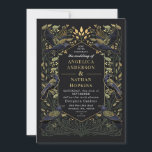 Enchanted Gothic Raven Floral Green Wedding Invitation<br><div class="desc">Elegant,  whimsical,  and gothic wedding design perfect for either an enchanted forest-themed celebration or a moody and dark gothic affair. This design features ravens set in a frame of muted teal-blue thorns,  berries,  greenery,  and gold accents. Matching Items in our shop for a complete party theme.</div>