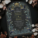 Enchanted Gothic Raven Floral Wedding Ach Acrylic Invitations<br><div class="desc">Elegant,  whimsical,  and gothic wedding design perfect for either an enchanted forest-themed celebration or a moody and dark gothic affair. This design features ravens set in a frame of muted teal-blue thorns,  berries,  greenery,  and gold accents. Matching Items in our shop for a complete party theme.</div>