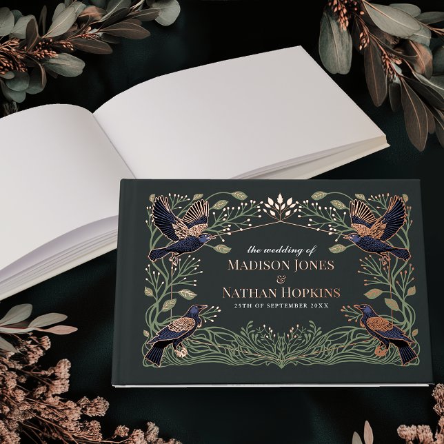 Enchanted Gothic Raven Floral Wedding Guest Book (Creator Uploaded)