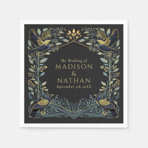 Enchanted Gothic Raven Floral Wedding  Napkin