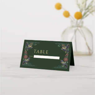Enchanted Gothic Raven Floral Wedding Place Card