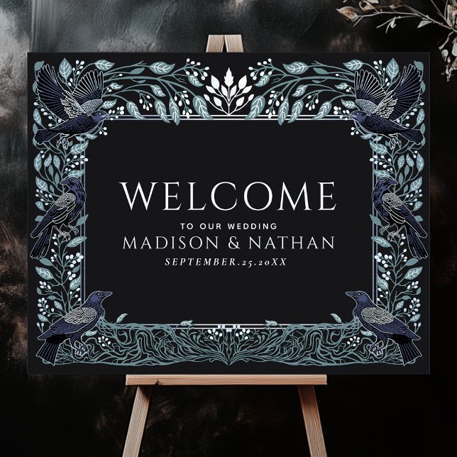 Enchanted Gothic Raven Floral Wedding Welcome  Poster (Creator Uploaded)