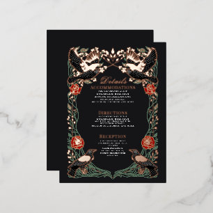 Enchanted Gothic Raven Rose Wedding Details Card