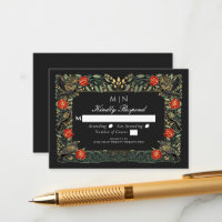 Enchanted Gothic Raven Roses Wedding Silver RSVP 