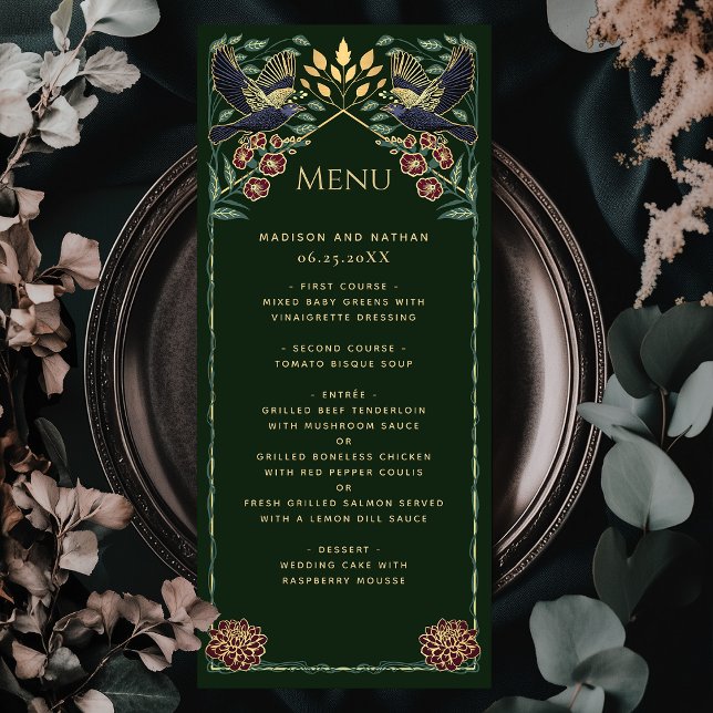 Enchanted Gothic Raven Snapdragon Dahlia Wedding  Menu (Creator Uploaded)