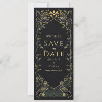 Enchanted Gothic Raven Wedding Save the Date Green