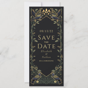 Enchanted Gothic Raven Wedding Save the Date Green Invitation